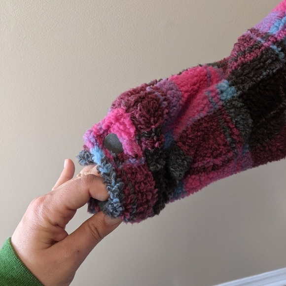 APPARIS teddy jacket short coat plaid pink blue - Picture 3 of 11